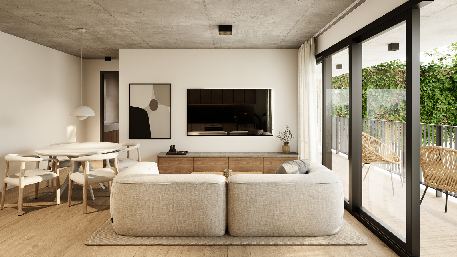 Interior de referencia: living comedor de una unidad de 2 ambientes
